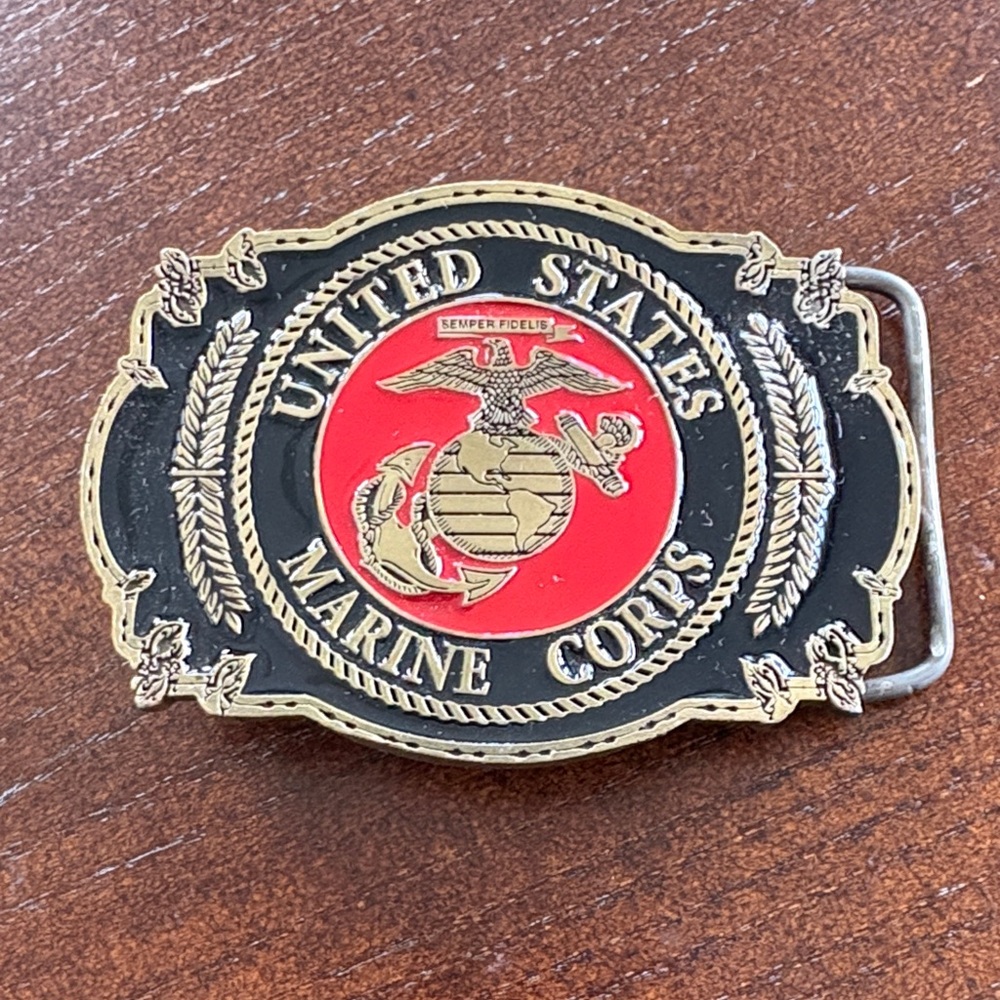 Military Belt Buckle U S Marine Corps USMC emblem MADE IN THE U.S.A.